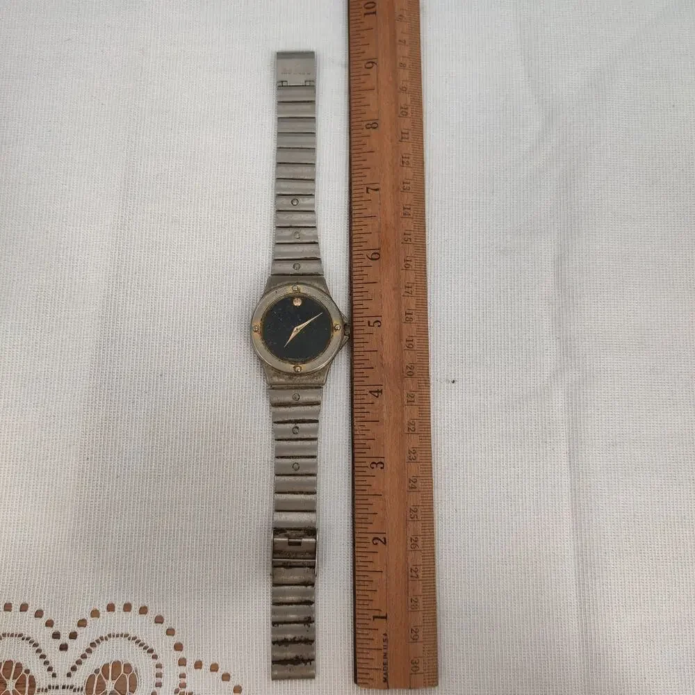 Vintage Movado Stainless Steel Museum Watch Black Dial REPAIR/PARTS